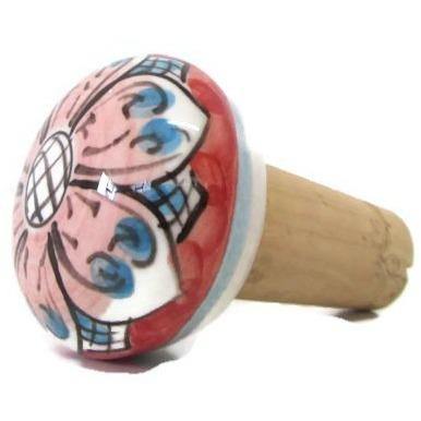 Tappo in Ceramica di Caltagirone, vari colori, dipinto a mano Ceramica Food in Sicily Rosso e rosa 